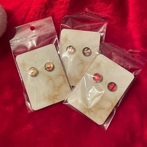 Christmas earrings for pierced ears, set of 3